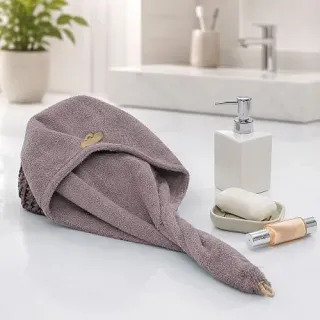 Cleanelly – Чалма махровая на пуговице 25,5 Х 62 розовая – набор полотенец, цвет бежевый Cleanelly – Чалма махровая на пуговице 25,5 Х 62 розовая – набор полотенец, цвет бежевый