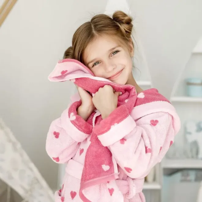 Cleanelly – Халат махровый детский Счастливый ребенок с капюшоном детский, 