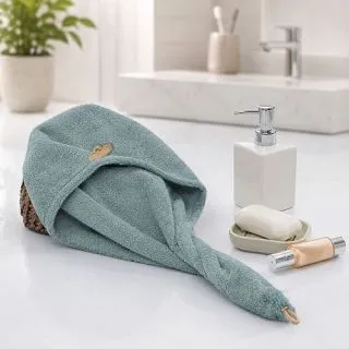 Cleanelly – Чалма махровая на пуговице 25,5 Х 62 зеленая – набор полотенец, цвет зелёный Cleanelly – Чалма махровая на пуговице 25,5 Х 62 зеленая – набор полотенец, цвет зелёный