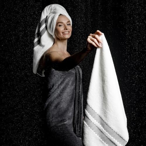 Cleanelly – Полотенце махровое Bianco e nero, белый