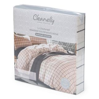 Cleanelly – Комплект постельного белья ПРАКТИКА вареный хлопок, размер 1,5 спальное, Евро