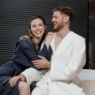 Халат вафельный Base del comfort универсальный с капюшоном