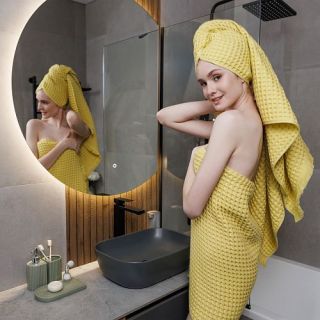 Cleanelly – Полотенце рельефное Gioia di vivere с петелькой, желтый
