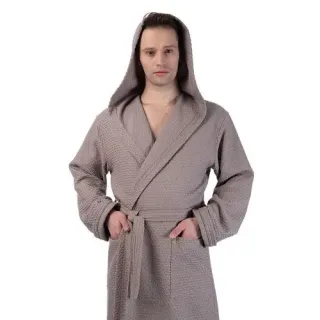 Халат вафельный Solo uno мужской с капюшоном 