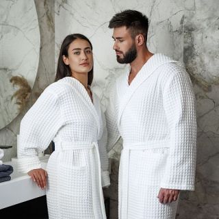 Халат вафельный Base del comfort универсальный с капюшоном (рельефный)