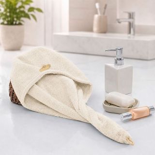 Cleanelly – Чалма махровая на пуговице 25,5 Х 62 молочная – набор полотенец, цвет молочный Cleanelly – Чалма махровая на пуговице 25,5 Х 62 молочная – набор полотенец, цвет молочный