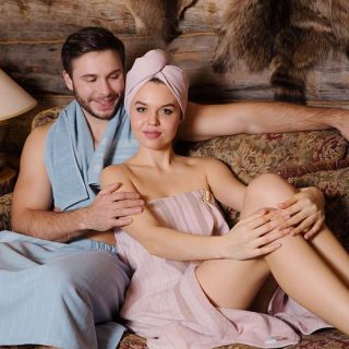 Комплект для сауны Здоровый дух (парео + чалма) женский