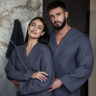 Халат вафельный Base del comfort универсальный с капюшоном (рельефный)