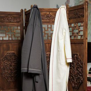 Халат гладкотканый Современный винтаж женский с рельефной клеткой