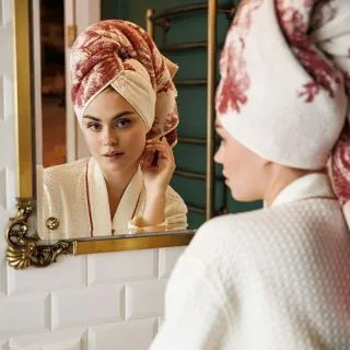 Халат гладкотканый Moderno vintage женский с рельефной клеткой